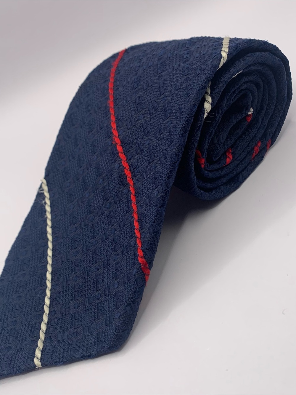 Sears Navy REPP Tie with Red and Cream Stripe 0123 business formal interview